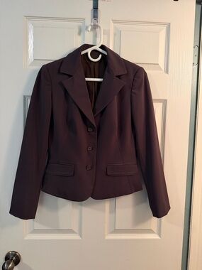 Tahari Plum Three-Button Tailored Blazer